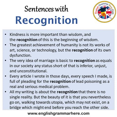 How do you use recognition in a sentence