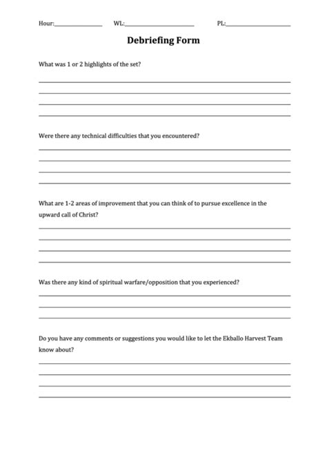 How do you write a debriefing form