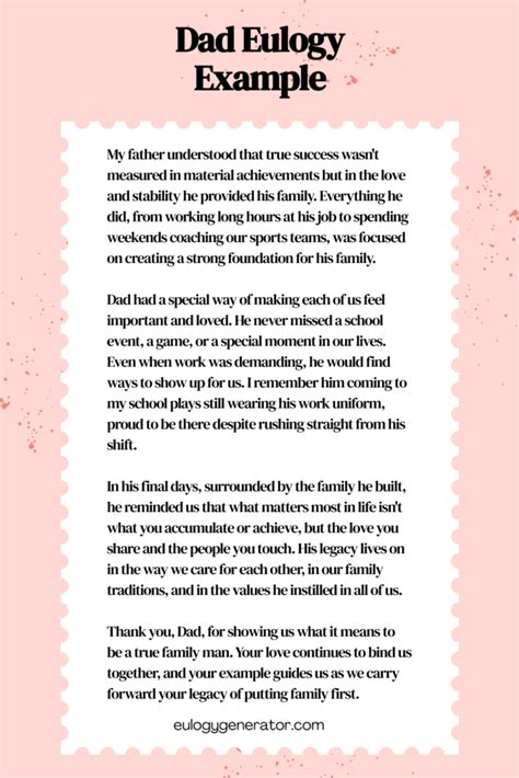 How do you write a eulogy for a father example
