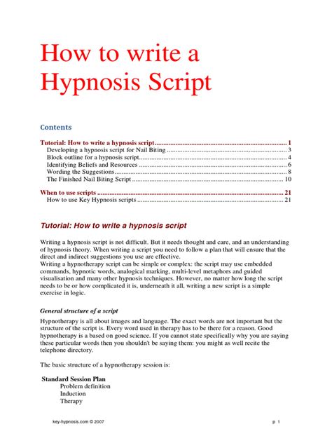 How do you write a hypnosis script