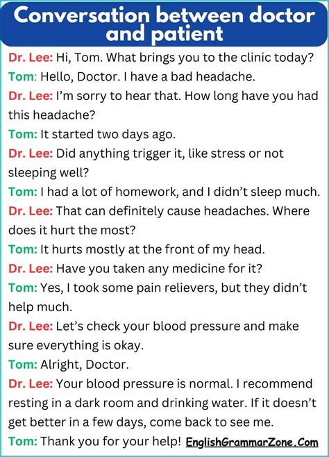 How do you write dialogue between a doctor and a patient