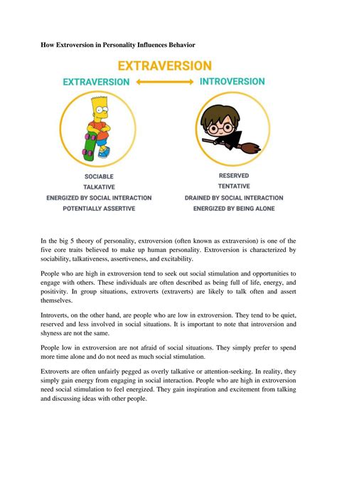 How does extroversion in personality influence behavior