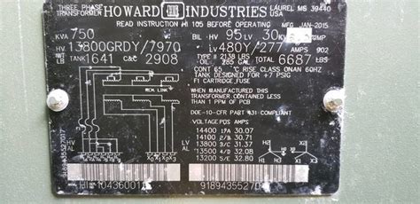 Howard Industries Transformer Catalog Number