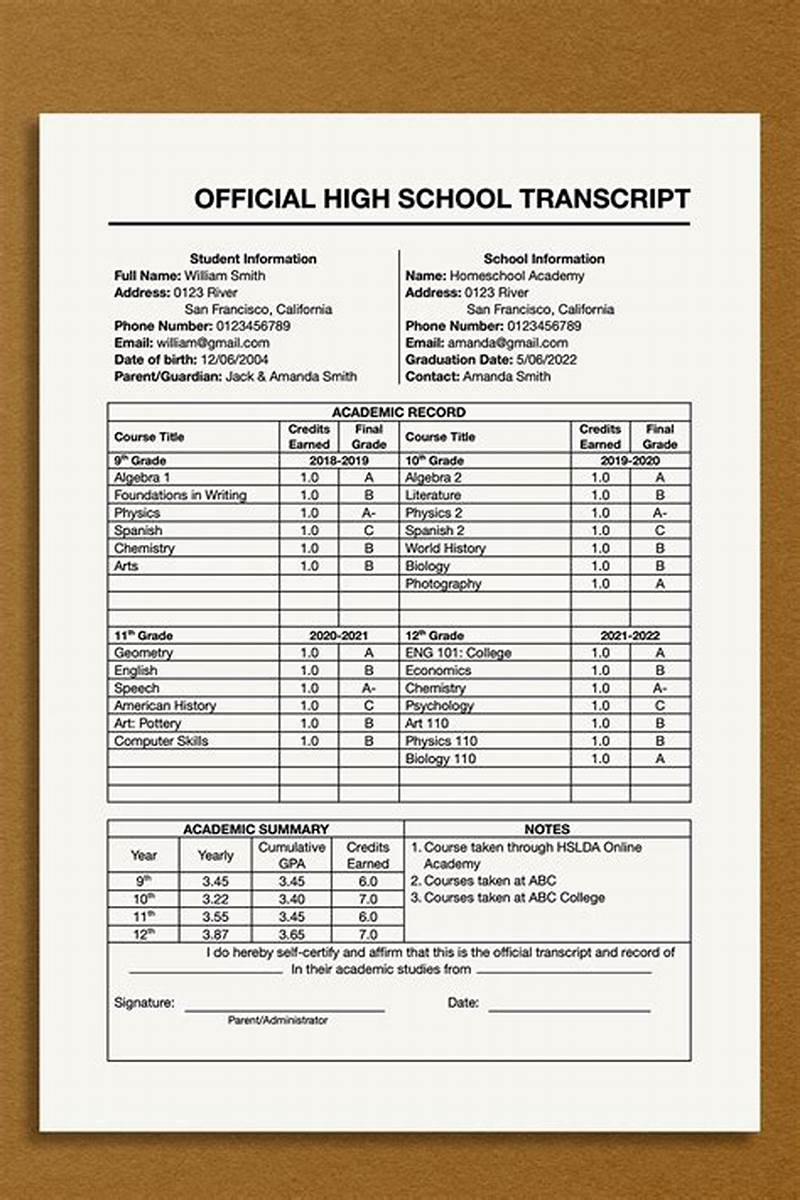 Hs Transcript Template