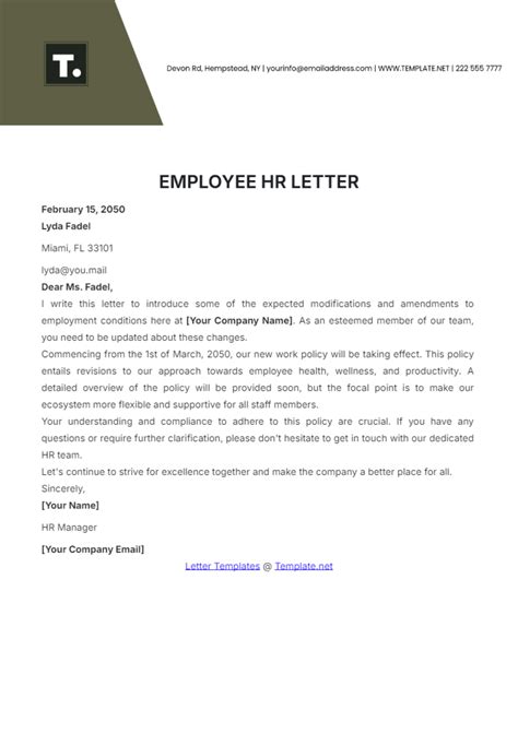 Human Resources Letter Templates
