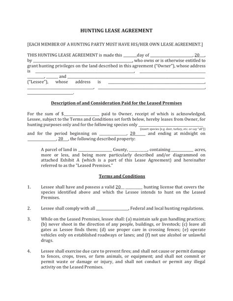 Hunting Lease Contract Template
