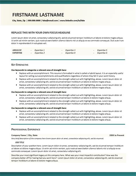 Hybrid Resume Template Word