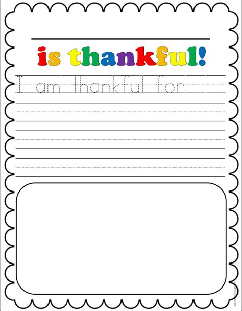 I Am Thankful Writing Template
