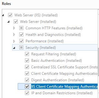 IIS Client Certificate Mapping Configuration
