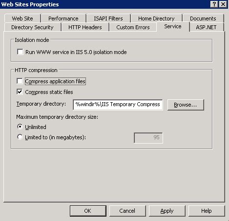 IIS Compression Temporary Files Folder