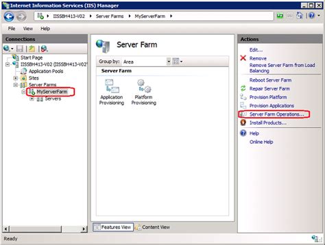 IIS Manager Server Farm Servers Node