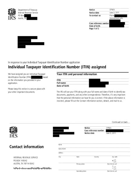 IRS ITIN example