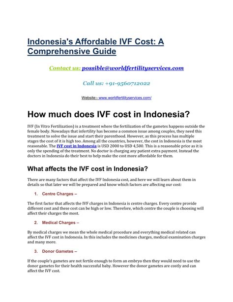 IVF Cost Indonesia