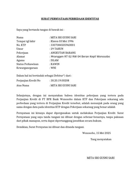 Identitas Debitur