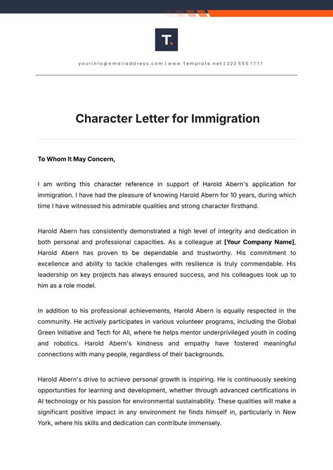 Immigration Letter Example