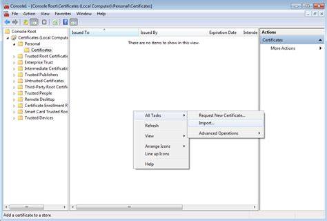 Import Certificate MMC