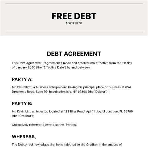 Important debt agreement