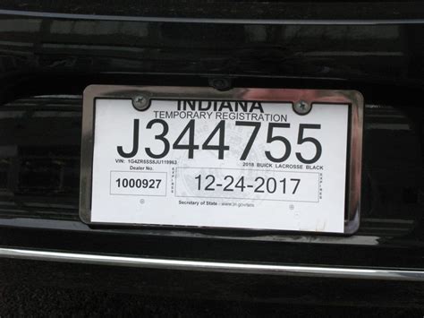 Indiana Temporary License Plate Template