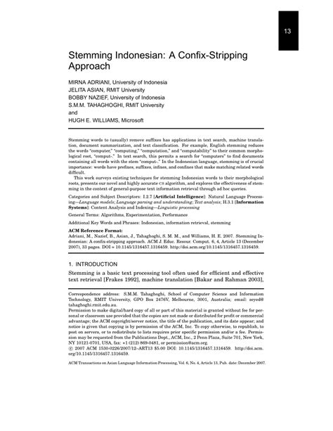 Indonesian Stemming Example