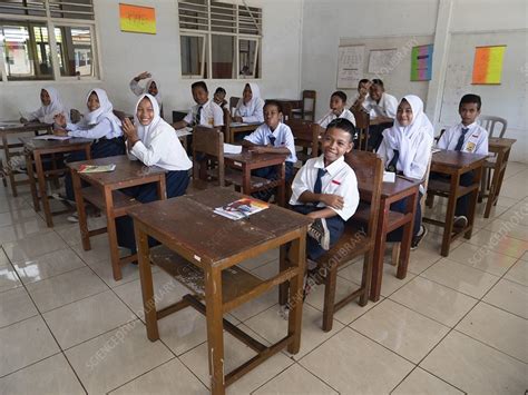 Indonesian students learning in class