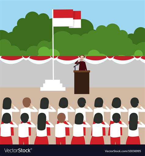 Indonesian students practicing national flag ceremony