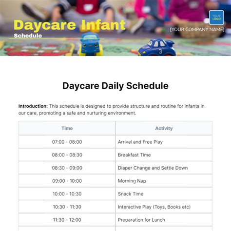 Infant Schedule Template