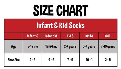 Infant Sock Size Chart