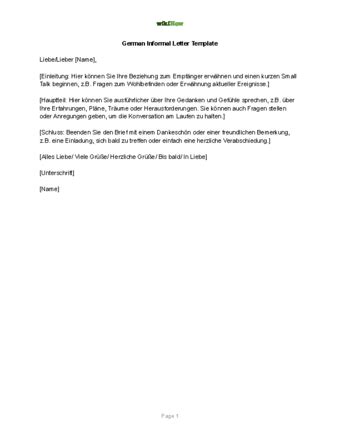 Informal German letter example