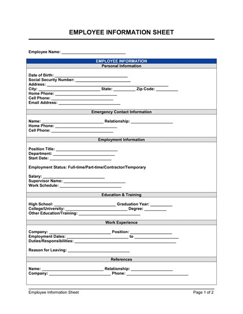 Information Sheet Template