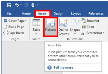 Inserting objects in Word