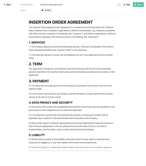 Insertion Order Template Word