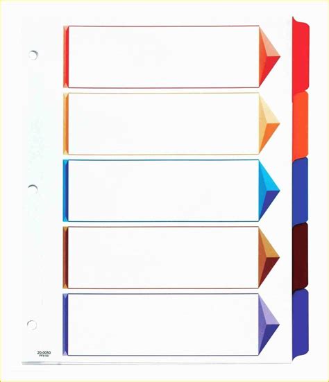 Inserts For Dividers 5 Tab Template