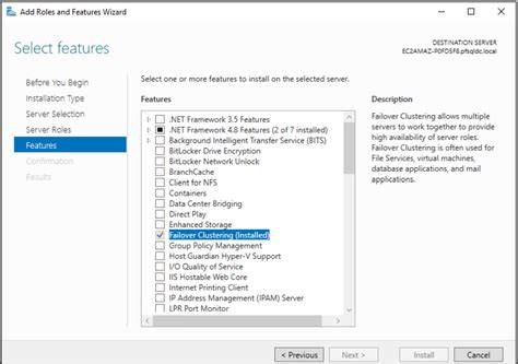 Install the Failover Clustering Feature