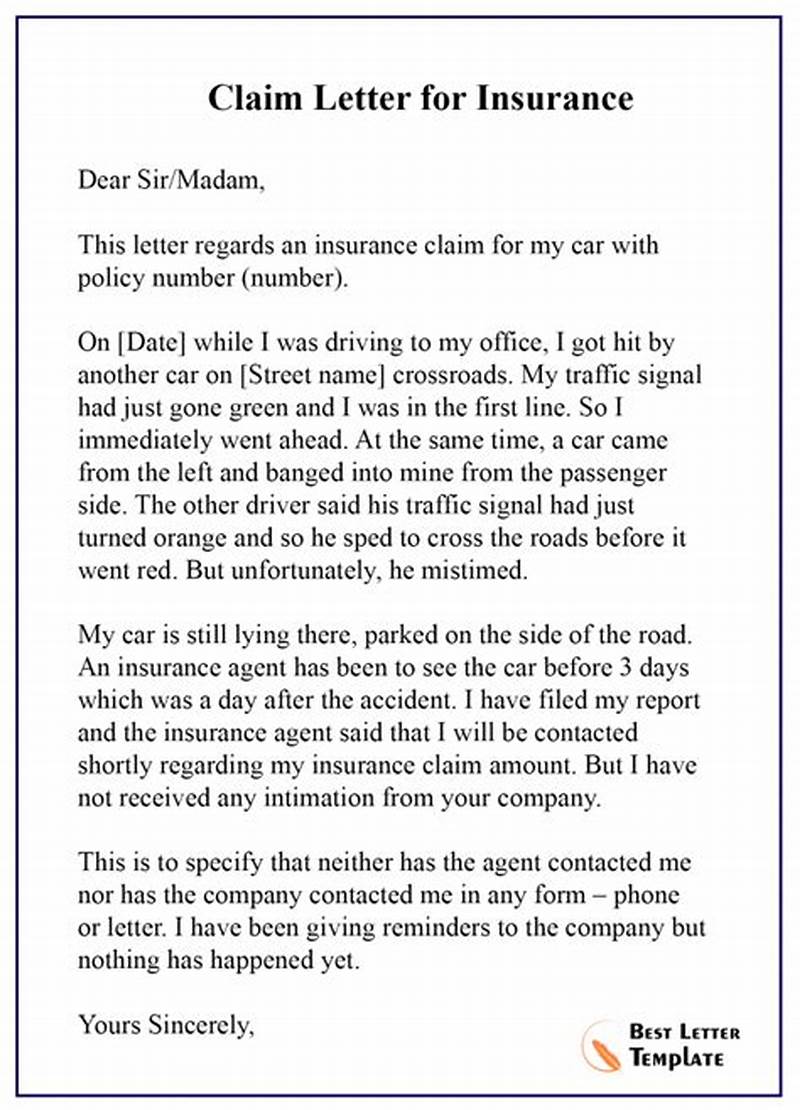 Insurance Claim Letter Format Sample