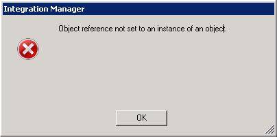 Integration Manager COM Object Error