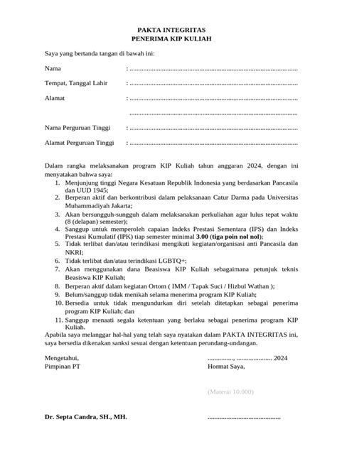Integritas KIP Kuliah