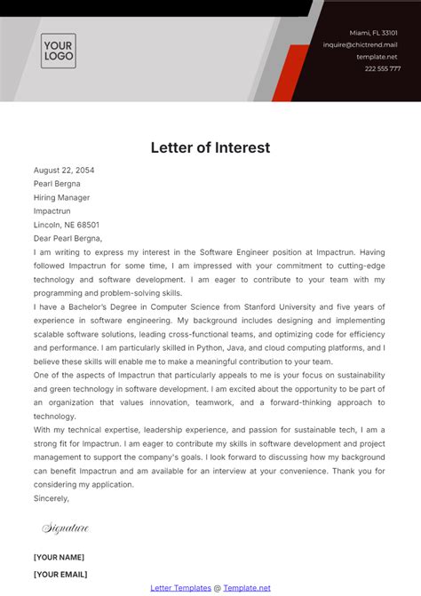 Interest Letter Template