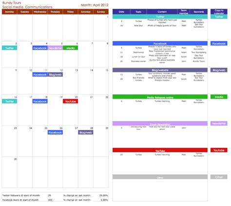 Internal Communications Calendar Template