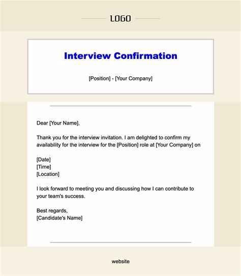 Interview Confirmation Email Reply Template