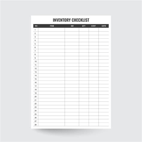 Inventory Checklist Template