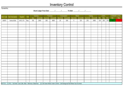 Inventory Tracking Spreadsheet Template