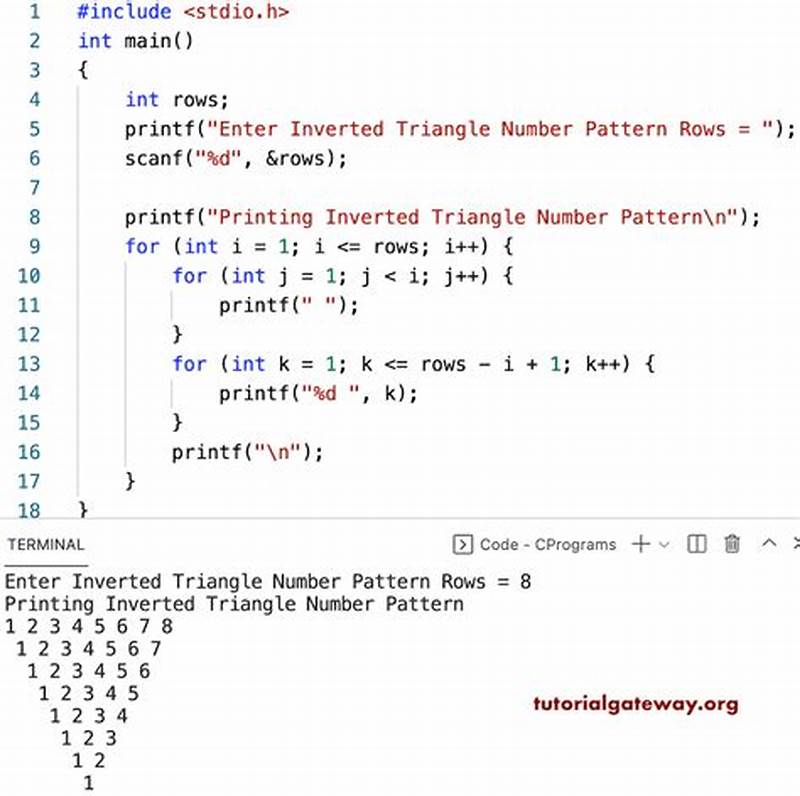 Inverted Right Triangle Number Pattern In Python