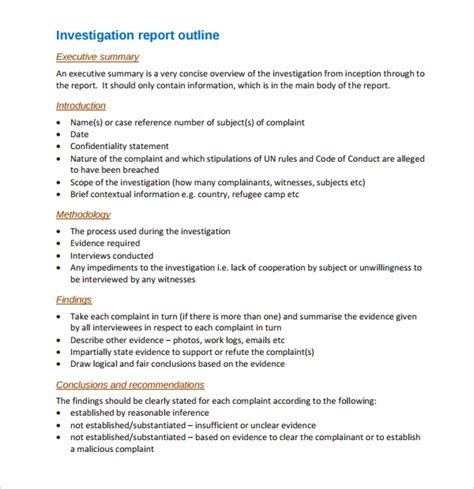 Investigative Report Template