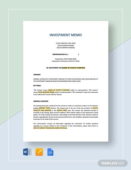 Investment Memorandum Template