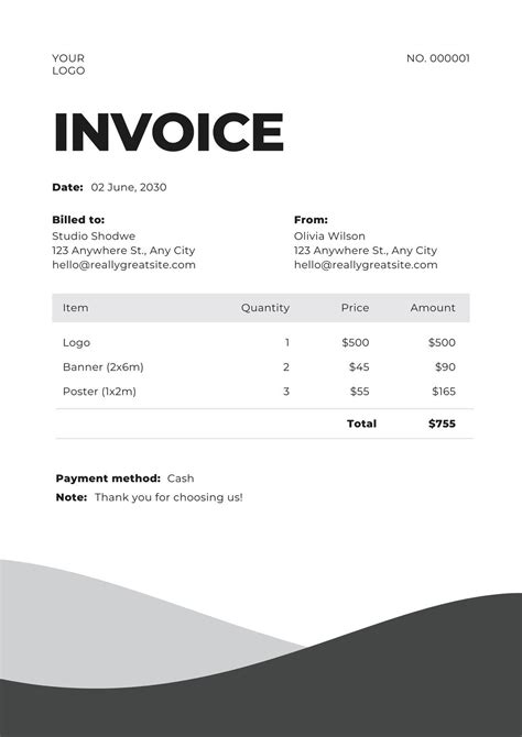 Invoice For Freelance Work Template