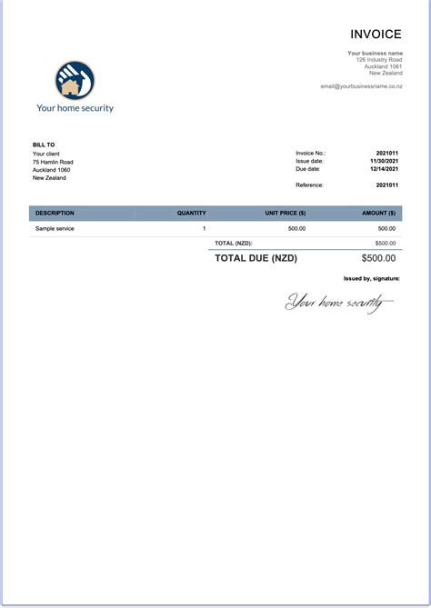 Invoice Nz Template