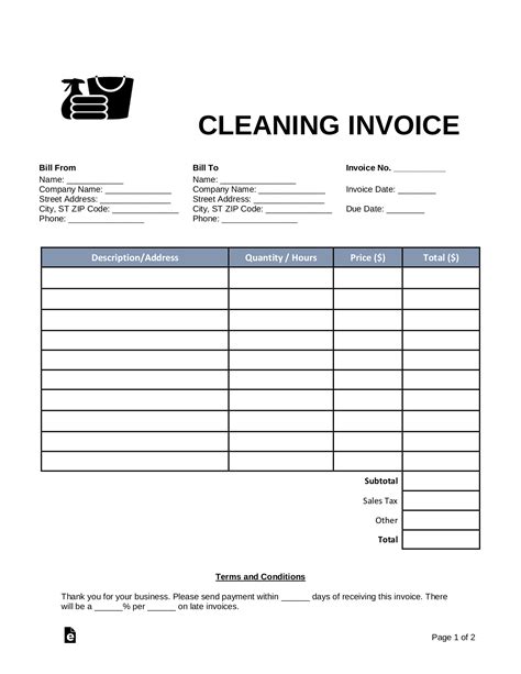Invoice Template For House Cleaning