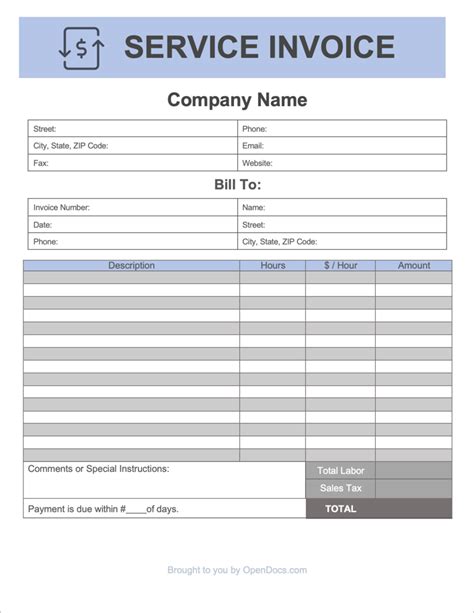 Invoice Template For Services Provided