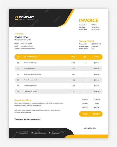 Invoice Template Psd