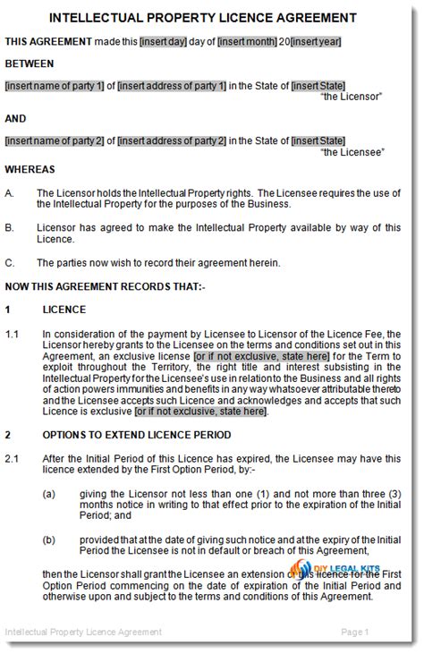 Ip License Agreement Template